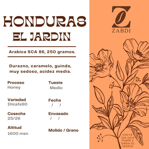 Cafe Arabica Honduras, El Jardín, 250grs.